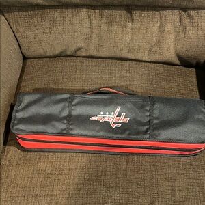 Black and Red Washington Capitals Barbecue Kit Bag with 4 Piece Set.